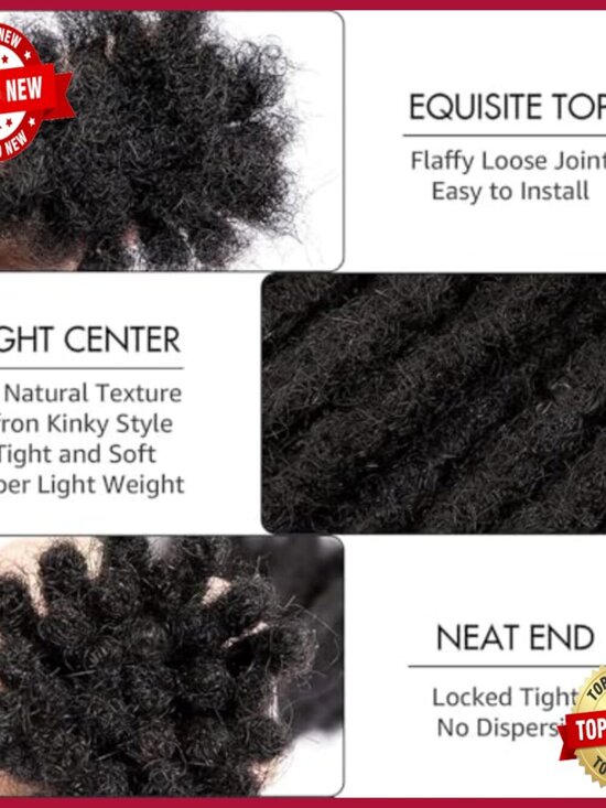 10 Inch Human Hair Micro Loc Extensions, 60 Strands Permanent Dreadlocks